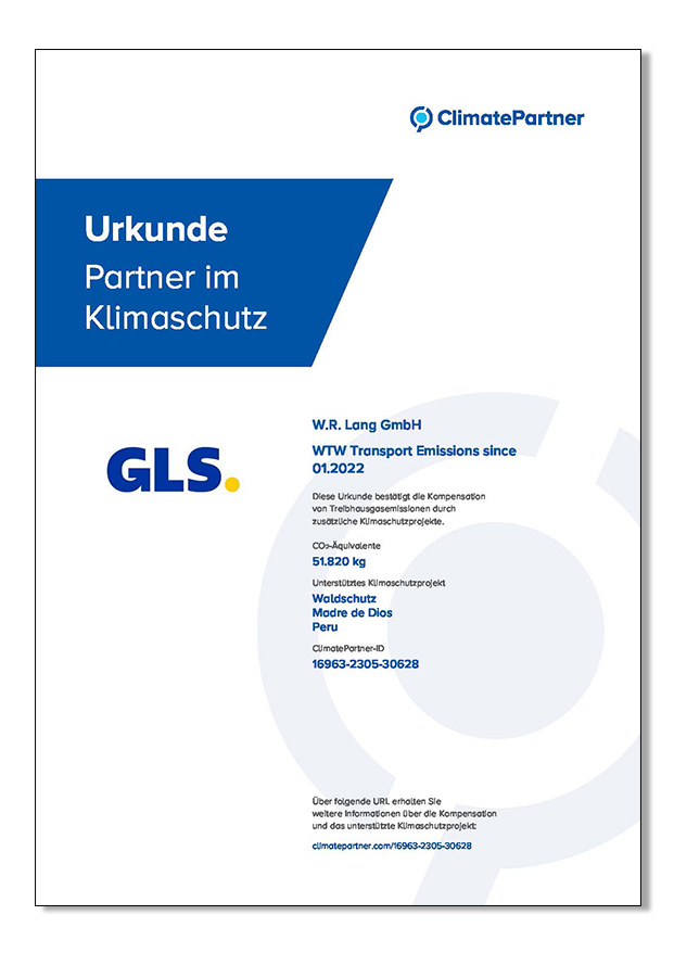 Zertifikat GLS ClimaProtect 2023